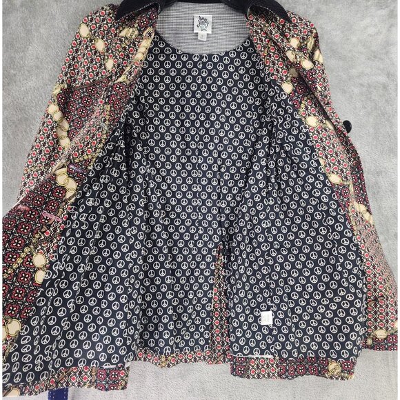 Ivy Jane Jacket Womens Small Multicolor Retro Button Front Belted Long Sleeve - Picture 3 of 12